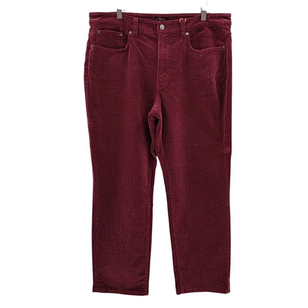 Quince Organic Stretch Corduroy Straight Leg Pants Barolo Burgundy 14